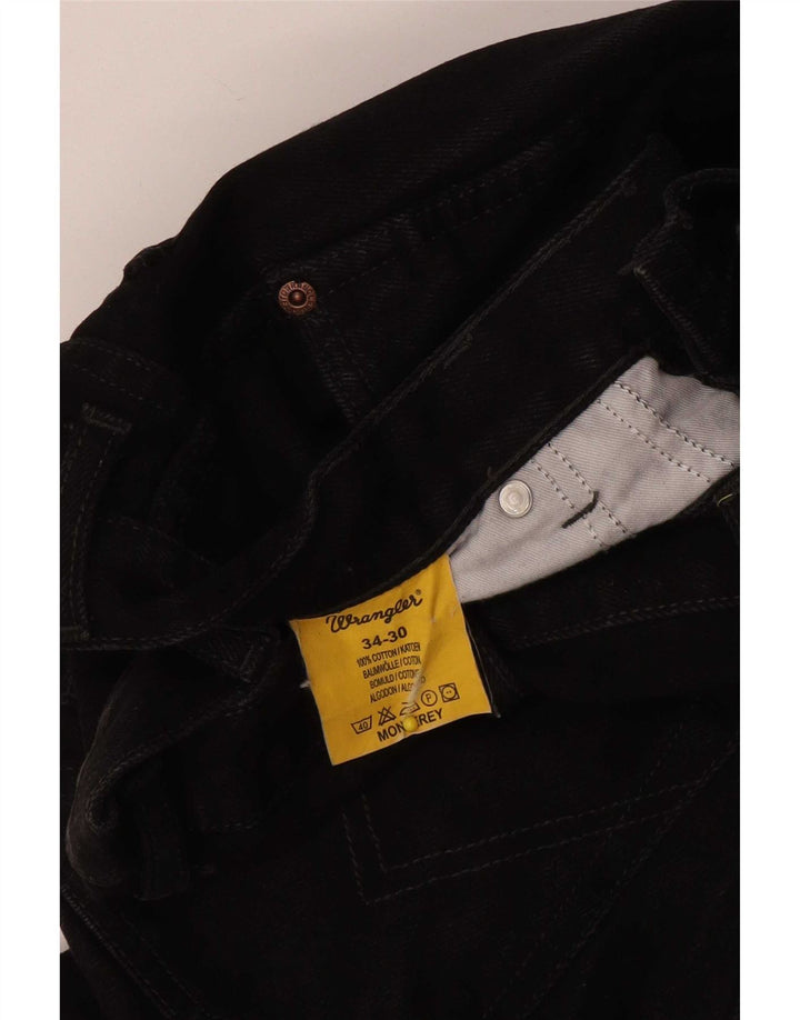 Wrangler Mens Monterey Straight Jeans W34 L30 Black Cotton