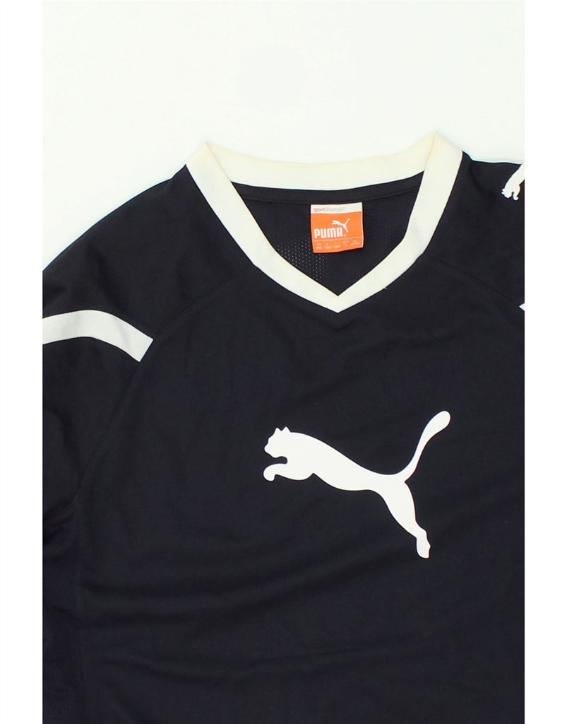 PUMA Girls Graphic Top Long Sleeve 13-14 Years Navy Blue Polyester | Vintage Puma | Thrift | Second-Hand Puma | Used Clothing | Messina Hembry 