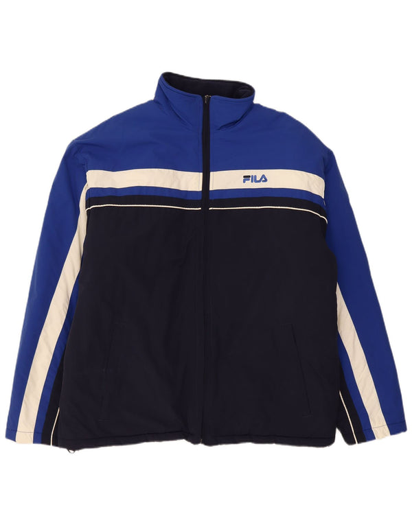 Fila Mens Windbreaker Jacket UK 40 Large Navy Blue Colourblock Polyamide