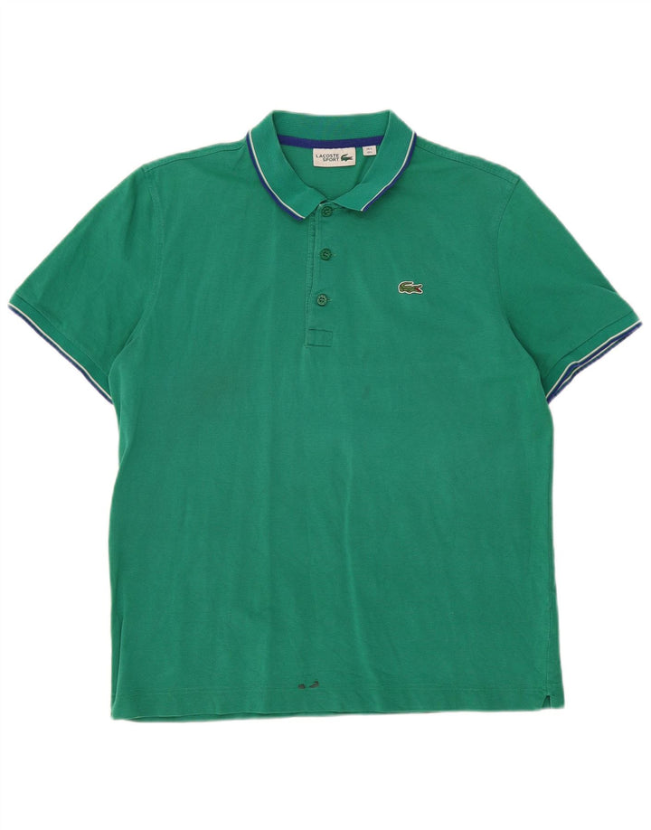 LACOSTE Mens Polo Shirt Size 5 Large Green Cotton