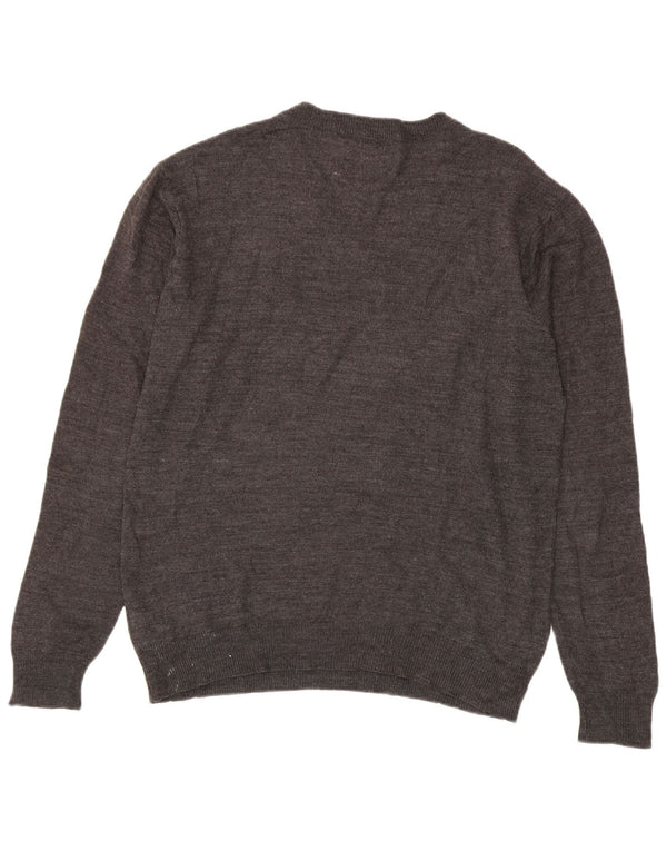 Pierre Cardin Mens V-Neck Jumper Sweater Large Grey Flecked Acrylic