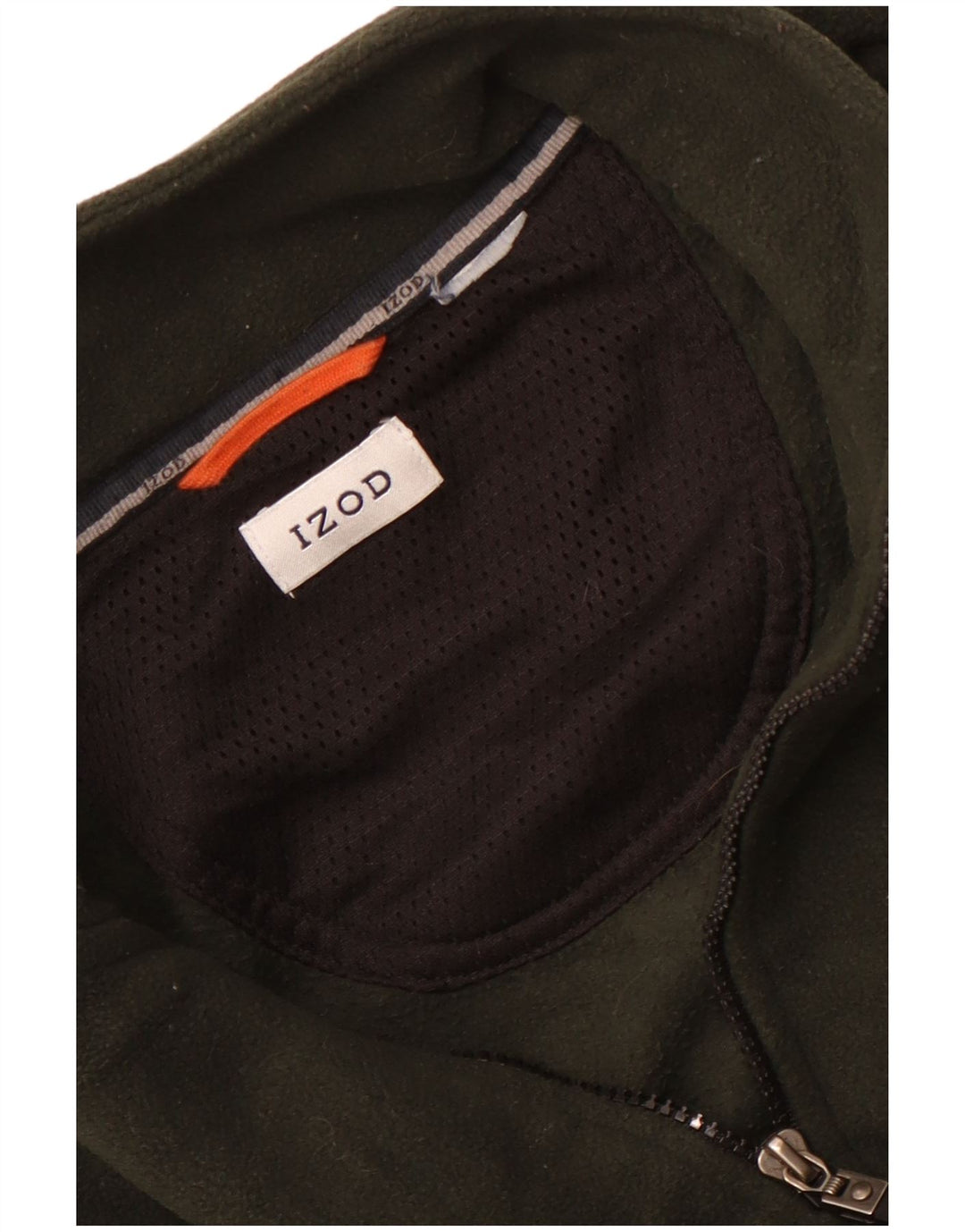 IZOD Mens Zip Neck Fleece Jumper Large Khaki Colourblock