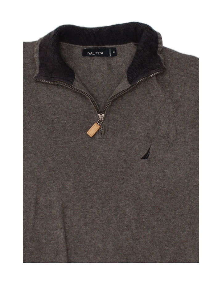 NAUTICA Mens Zip Neck Jumper Sweater Medium Grey Cotton Vintage Nautica and Second-Hand Nautica from Messina Hembry 