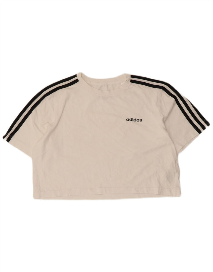 ADIDAS Womens Crop Oversized T-Shirt Top UK 4/6 XS White Cotton