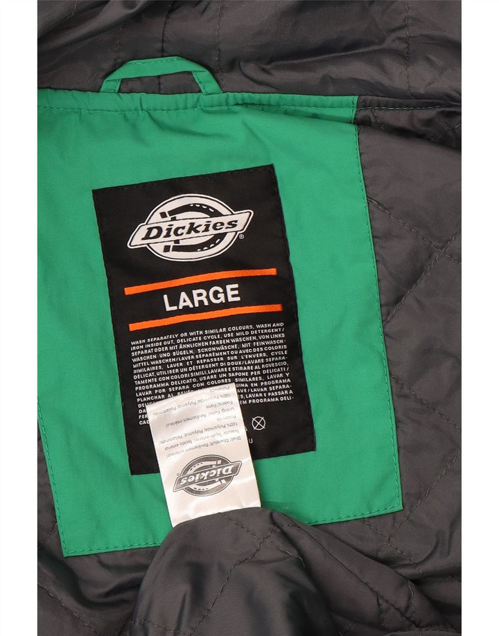 DICKIES Mens Hooded Bomber Jacket Large Green Polyamide