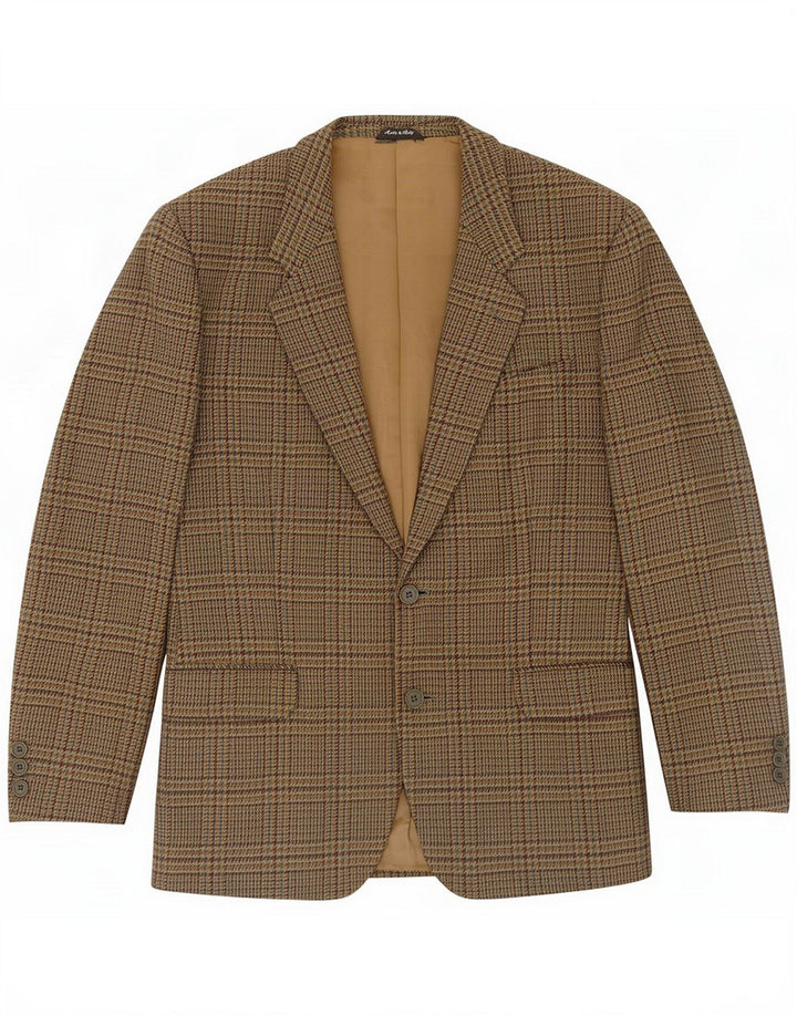 Wall Street Mens 2 Button Blazer Jacket UK 40 Large Brown Plaid
