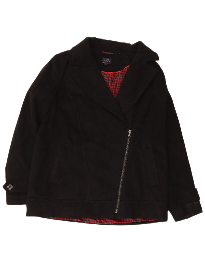 Marks & Spencer Womens Pea Coat UK 14 Large Black