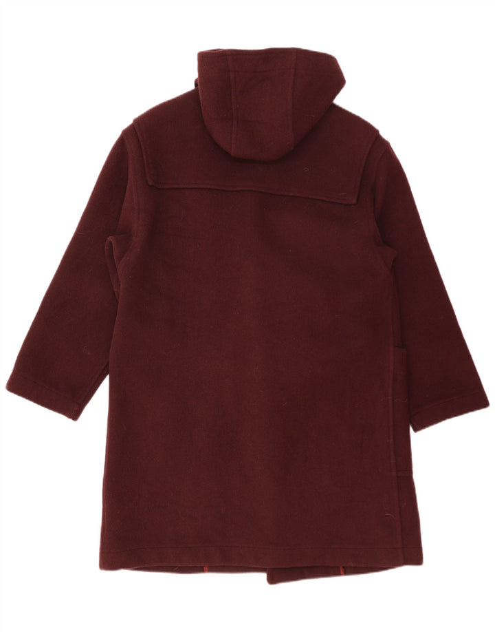 Merlet Mens Hooded Duffle Coat EU 46 Small Burgundy Virgin Wool