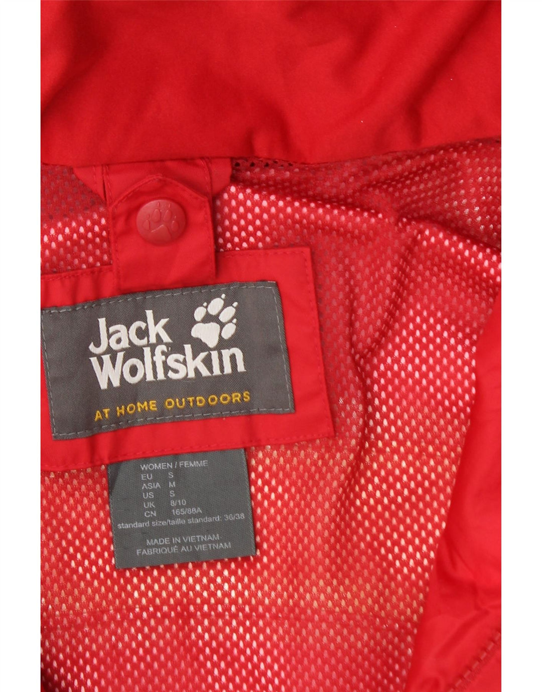 JACK WOLFSKIN Womens Hooded Rain Jacket UK 8/10 Small Red Polyamide