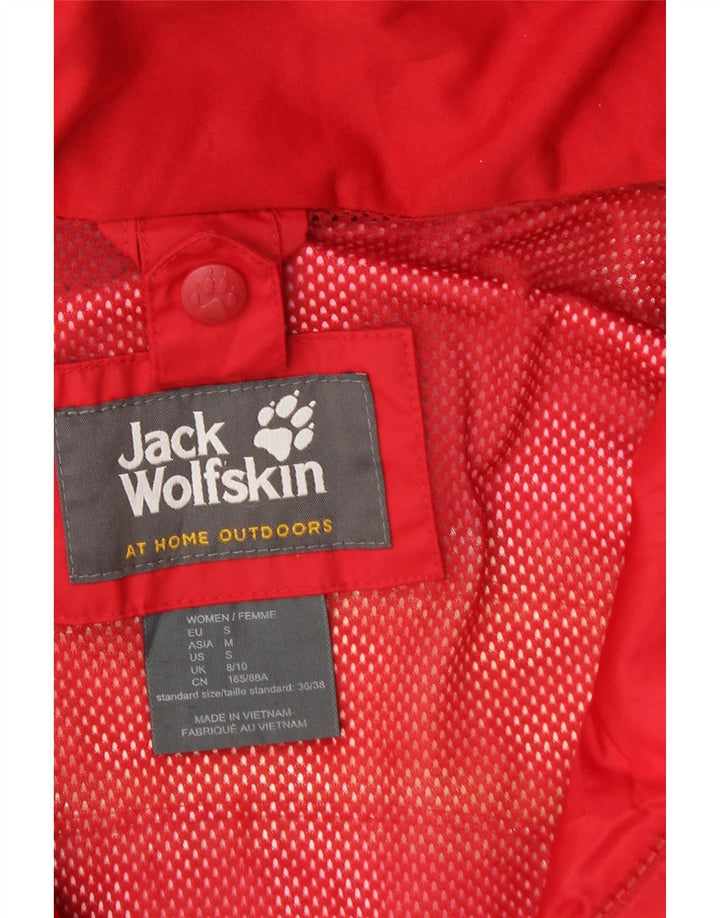 JACK WOLFSKIN Womens Hooded Rain Jacket UK 8/10 Small Red Polyamide