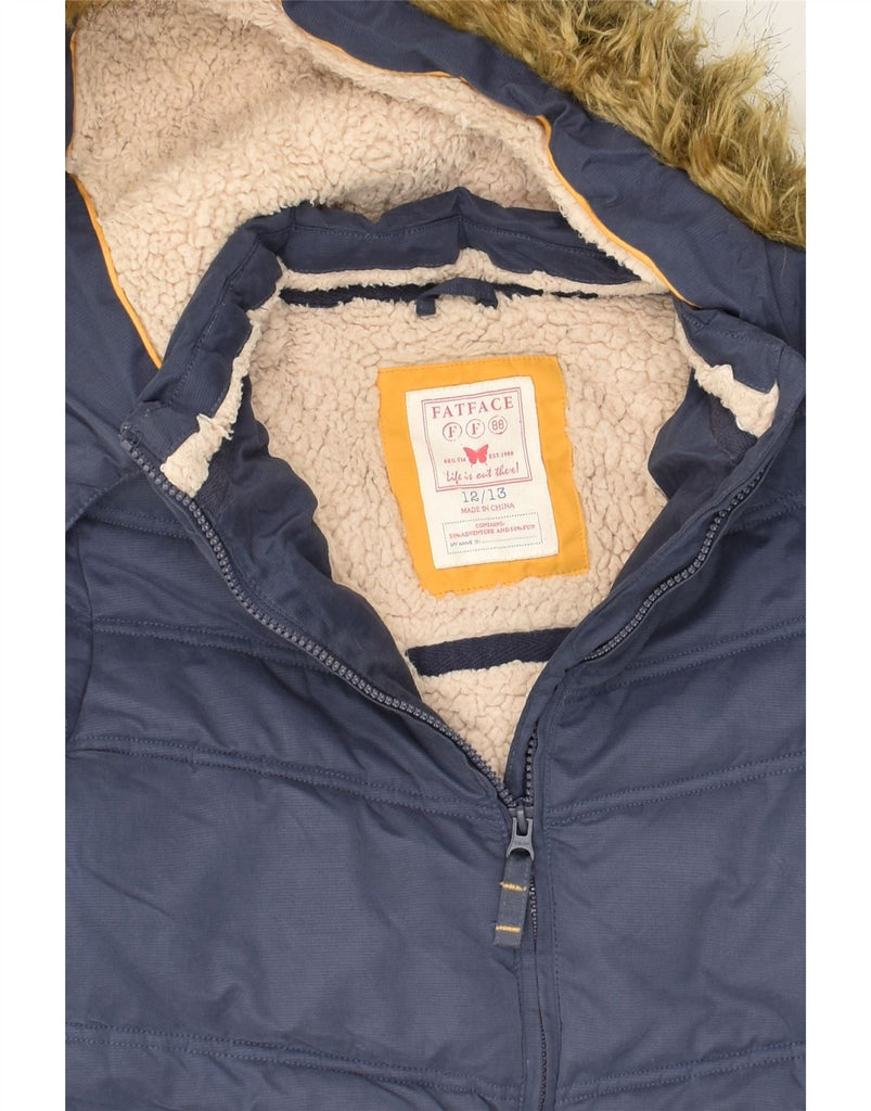 FAT FACE Girls Hooded Padded Jacket 12-13 Years Navy Blue Polyester | Vintage Fat Face | Thrift | Second-Hand Fat Face | Used Clothing | Messina Hembry 