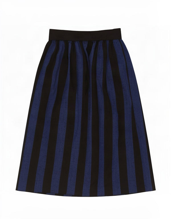 Vintage Womens High Waist Midi Skirt EU 38 Medium W26 Blue Striped