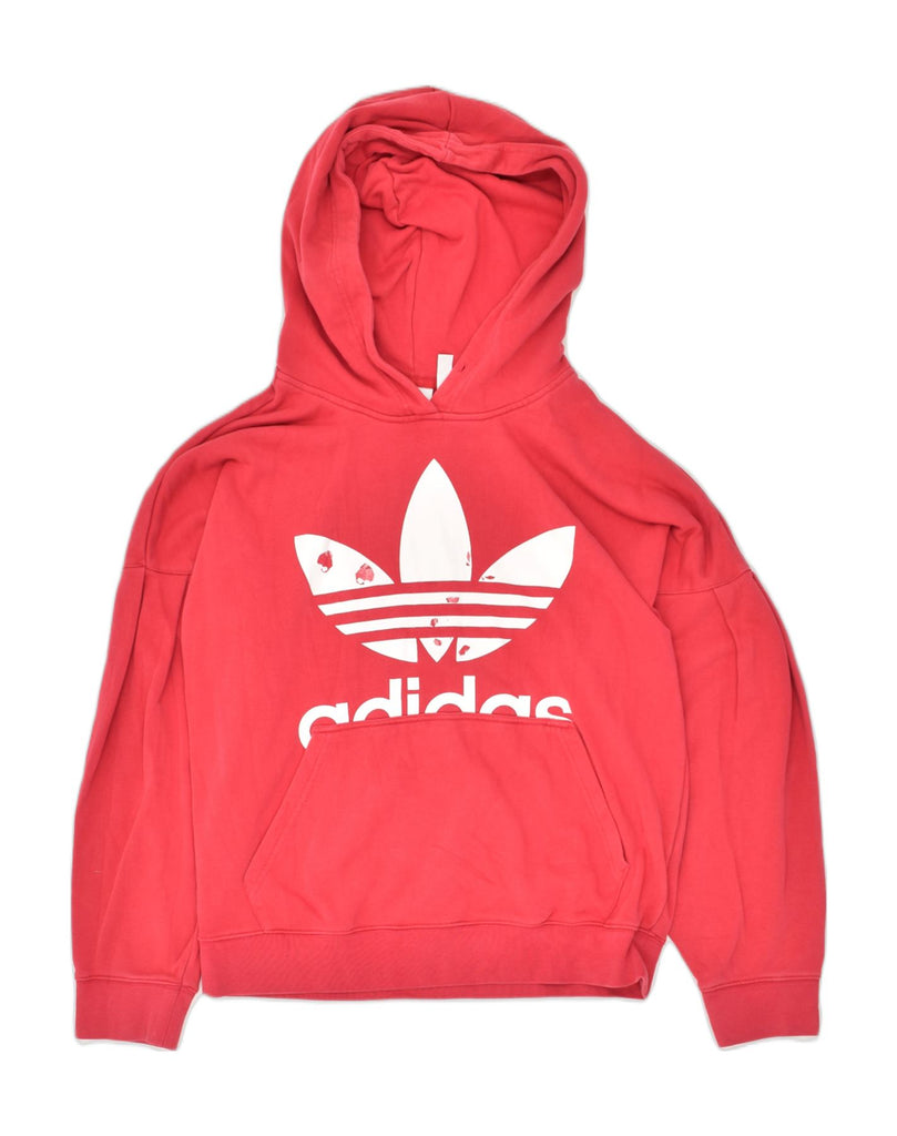 ADIDAS Womens Graphic Hoodie Jumper UK 8 Small Red Cotton | Vintage Adidas | Thrift | Second-Hand Adidas | Used Clothing | Messina Hembry 