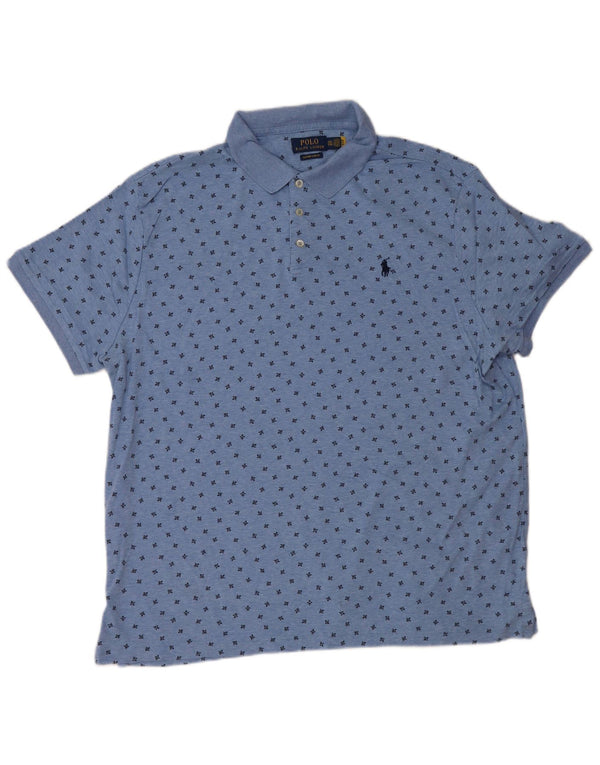 POLO RALPH LAUREN Mens Custom Slim Fit Polo Shirt 2XL Blue Spotted