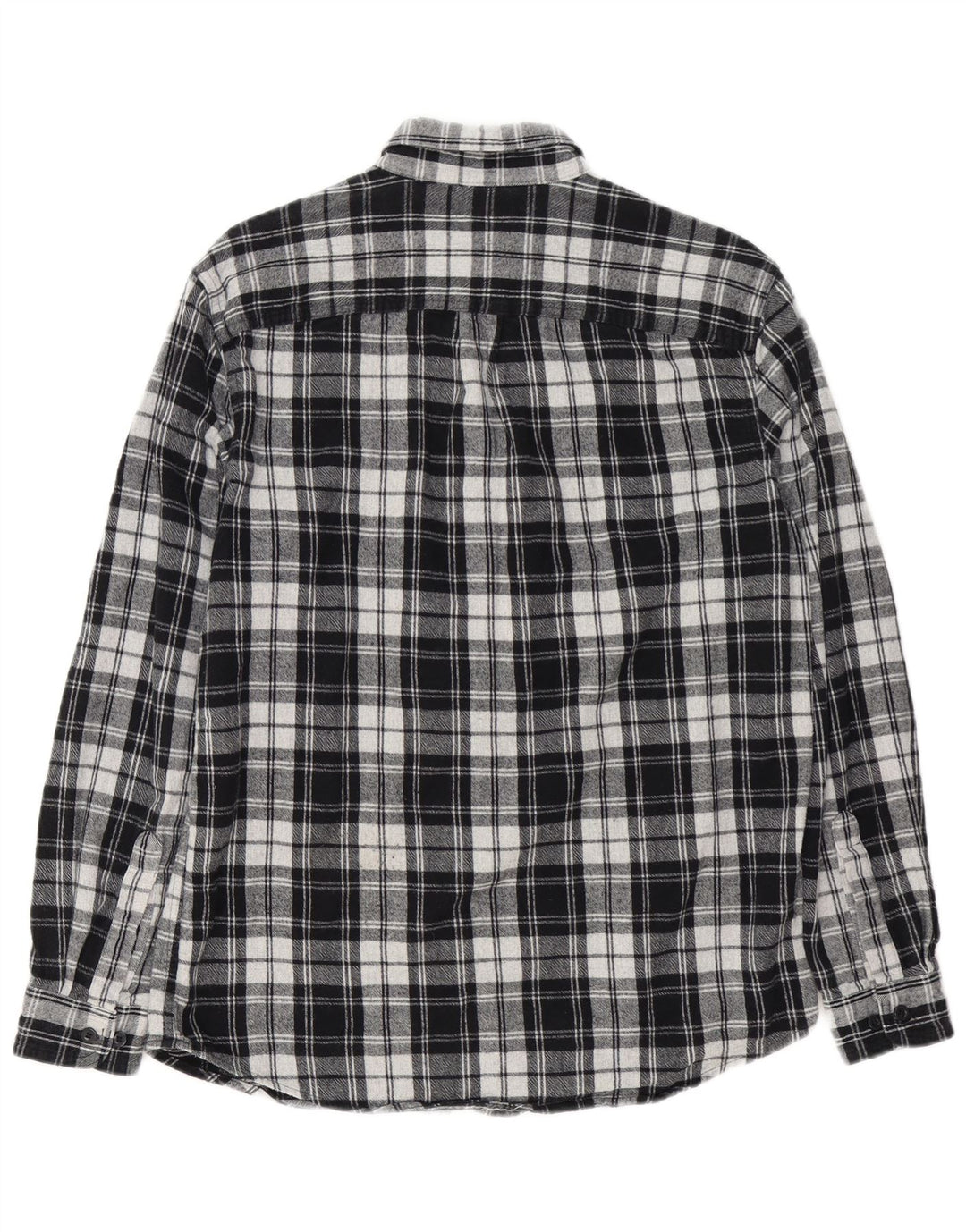 L.L.Bean Mens Slightly Fitted Flannel Shirt Medium Black Plaid Cotton