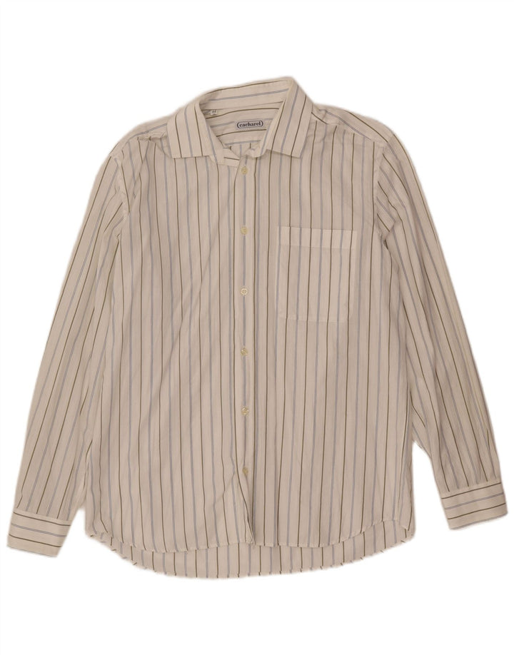 Cacharel Mens Shirt Size 15 3/4 Medium White Striped