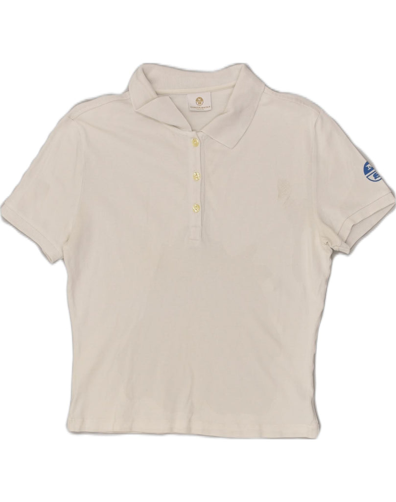 NORTH SAILS Womens Polo Shirt UK 14 Large White | Vintage North Sails | Thrift | Second-Hand North Sails | Used Clothing | Messina Hembry 