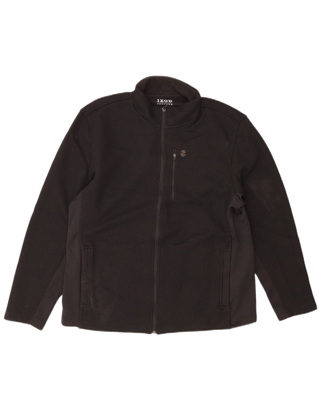 IZOD Mens Tracksuit Top Jacket Large Black Polyester
