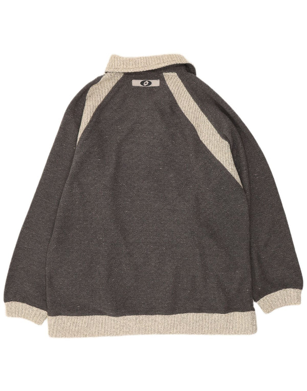 Lotto Womens Oversized Polo Neck Jumper Sweater UK 12 Medium Grey Flecked