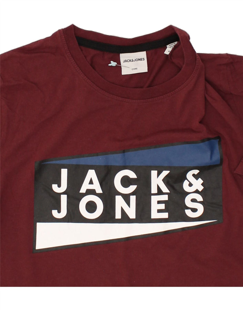 JACK & JONES Mens Graphic T-Shirt Top Small Maroon Cotton | Vintage Jack & Jones | Thrift | Second-Hand Jack & Jones | Used Clothing | Messina Hembry 