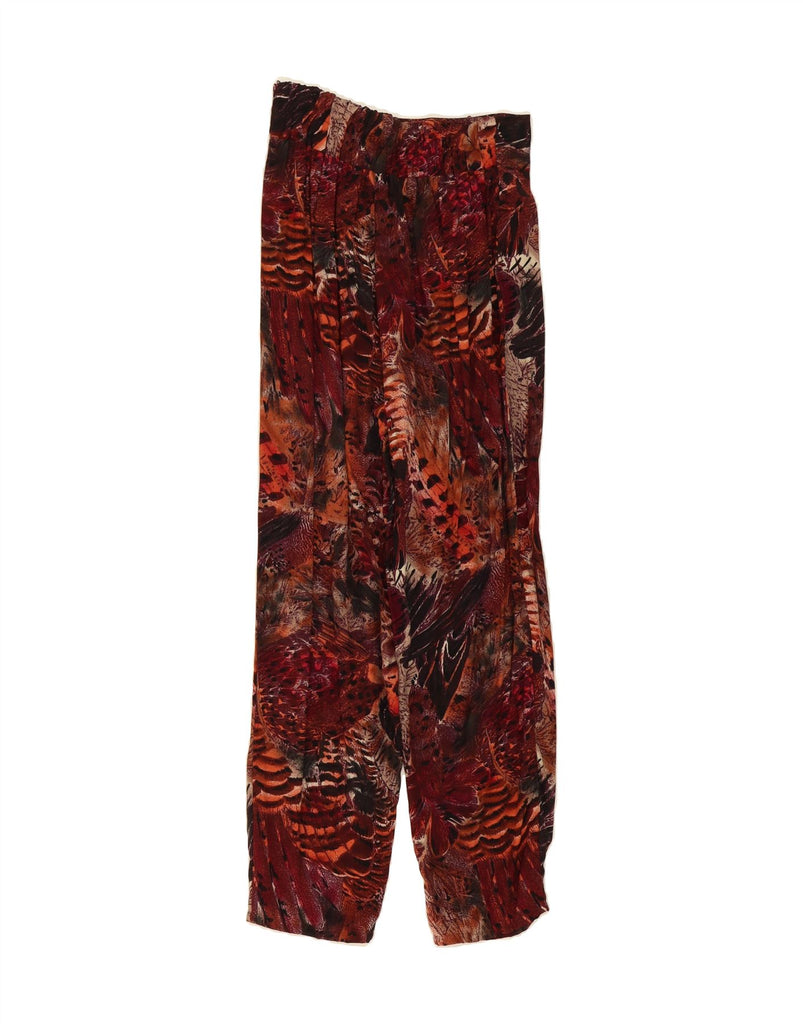 VINTAGE Womens High Waist Casual Trousers Medium W26 L28 Red Animal Print Vintage Vintage and Second-Hand Vintage from Messina Hembry 