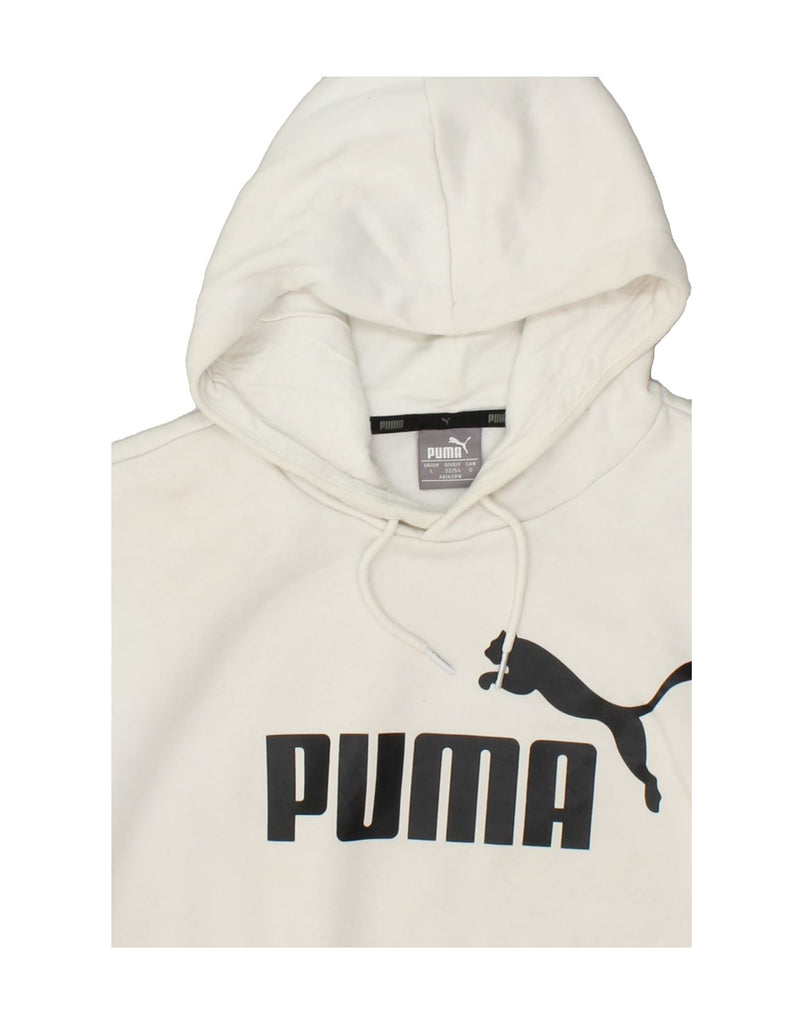 PUMA Mens Graphic Hoodie Jumper Large White Cotton | Vintage Puma | Thrift | Second-Hand Puma | Used Clothing | Messina Hembry 