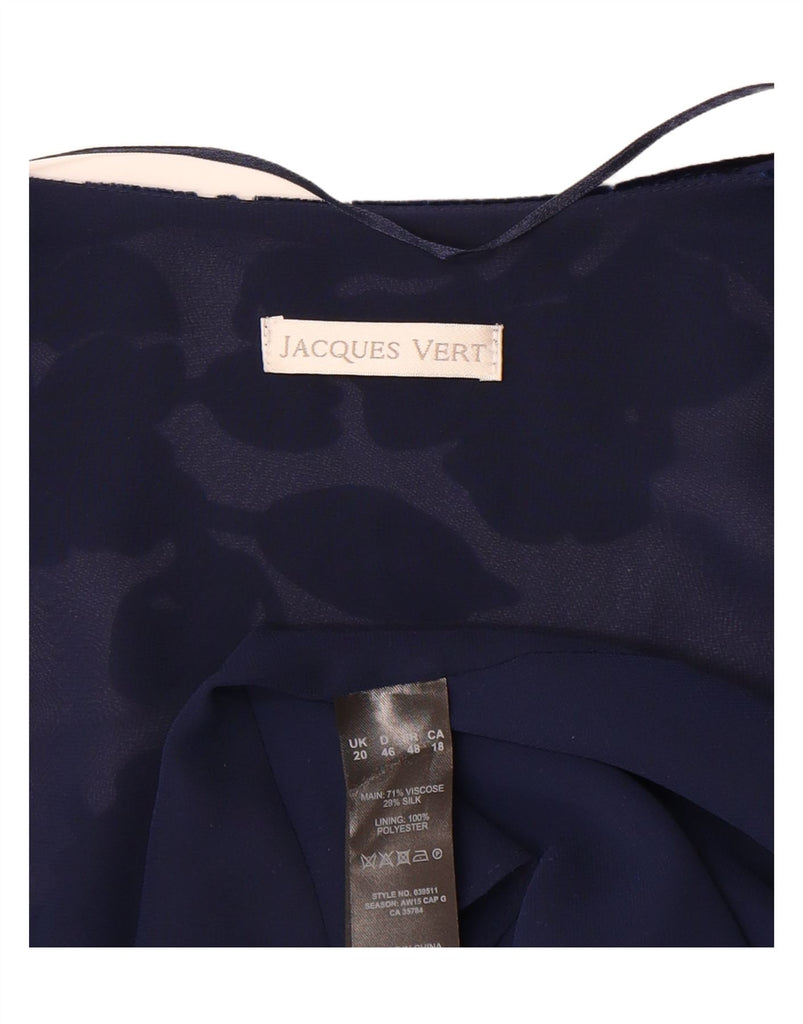 JACQUES VERT Womens Longline Cardigan Top UK 20 2XL Navy Blue Floral Vintage Jacques Vert and Second-Hand Jacques Vert from Messina Hembry 