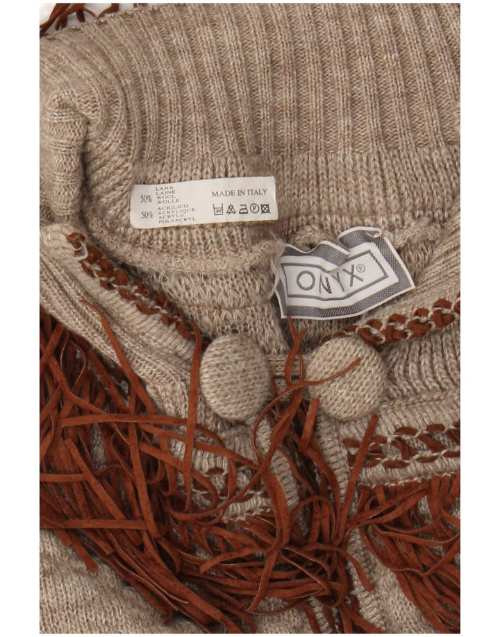 ONYX Womens Poncho Jumper One Size Beige Wool