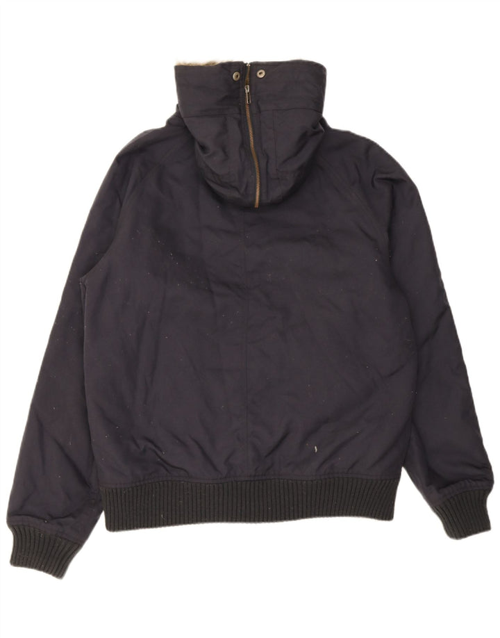 Woolrich Mens Hooded Bomber Jacket UK 40 Large Navy Blue