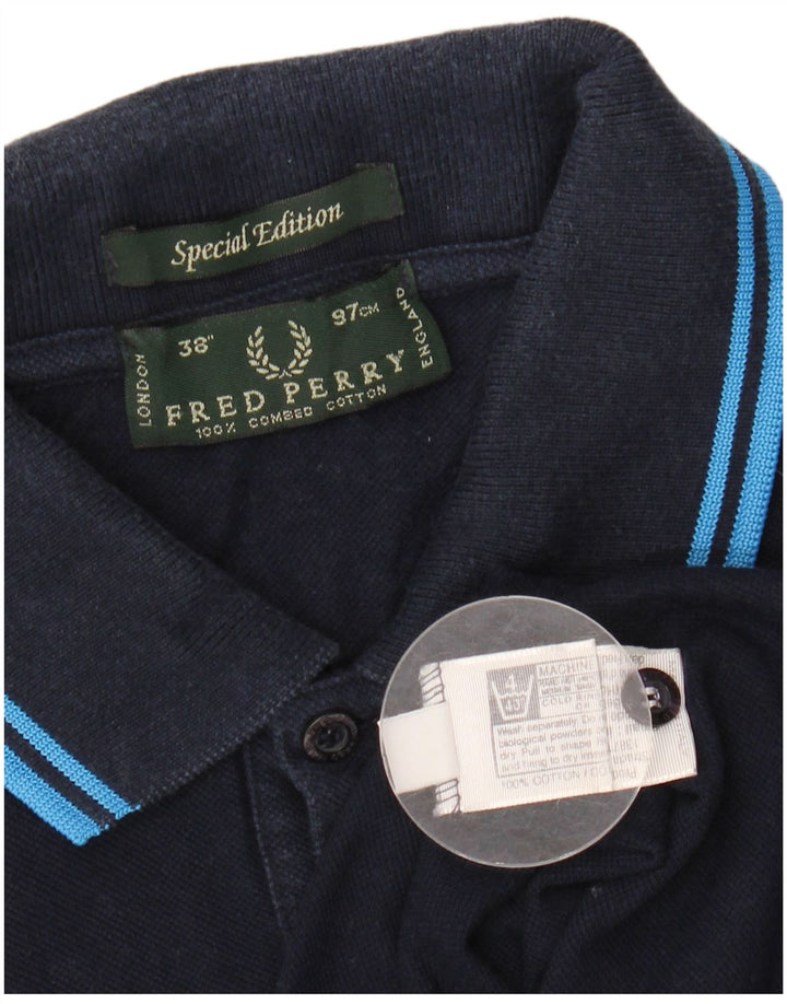 FRED PERRY Mens Polo Shirt Small Navy Blue Cotton