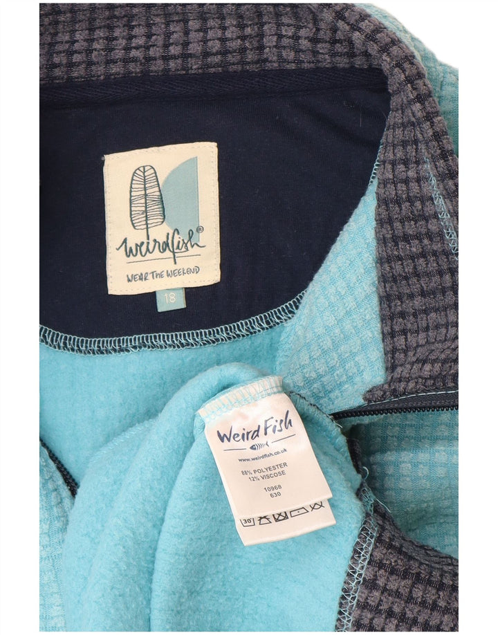 Weird Fish Womens Oversized Zip Neck Fleece Jumper UK 18 XL Blue Polyester