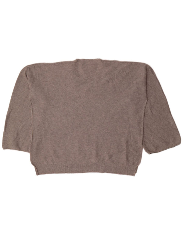 Marks & Spencer Womens V-Neck Jumper Sweater UK 22 3XL Grey Flecked Cotton