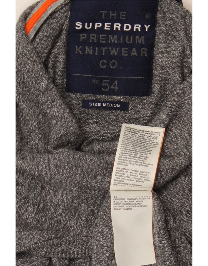 SUPERDRY Mens Hooded Jumper Sweater Medium Grey Cotton