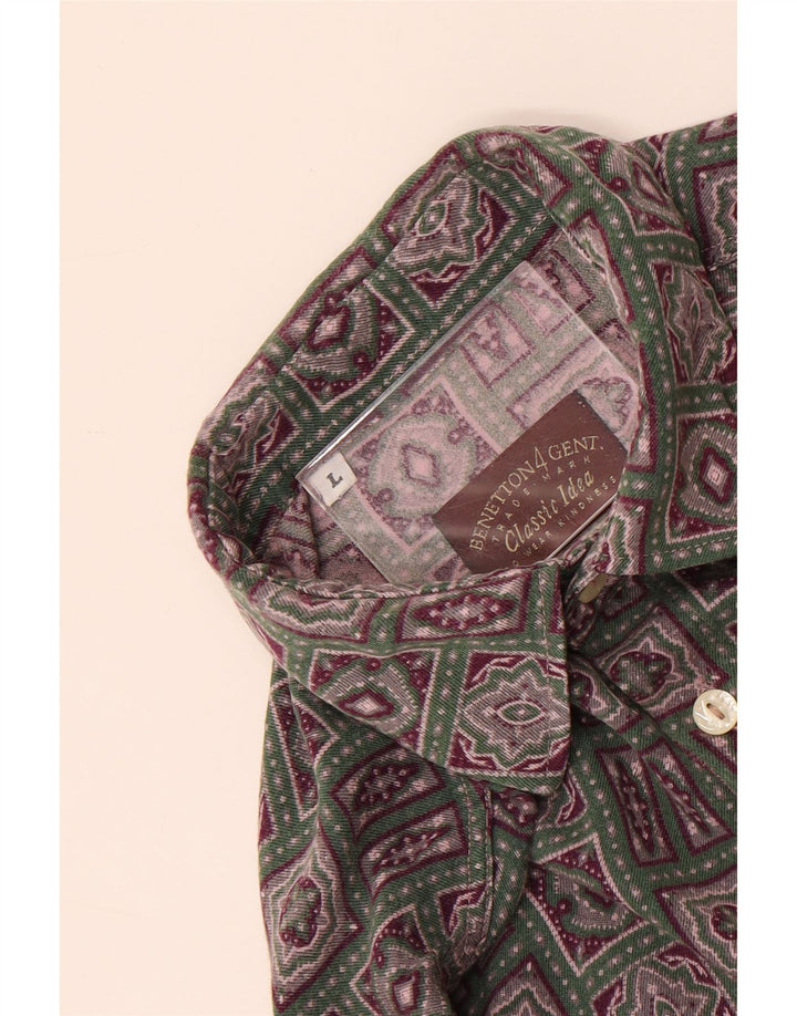 Benetton Mens Shirt Large Multicoloured Geometric
