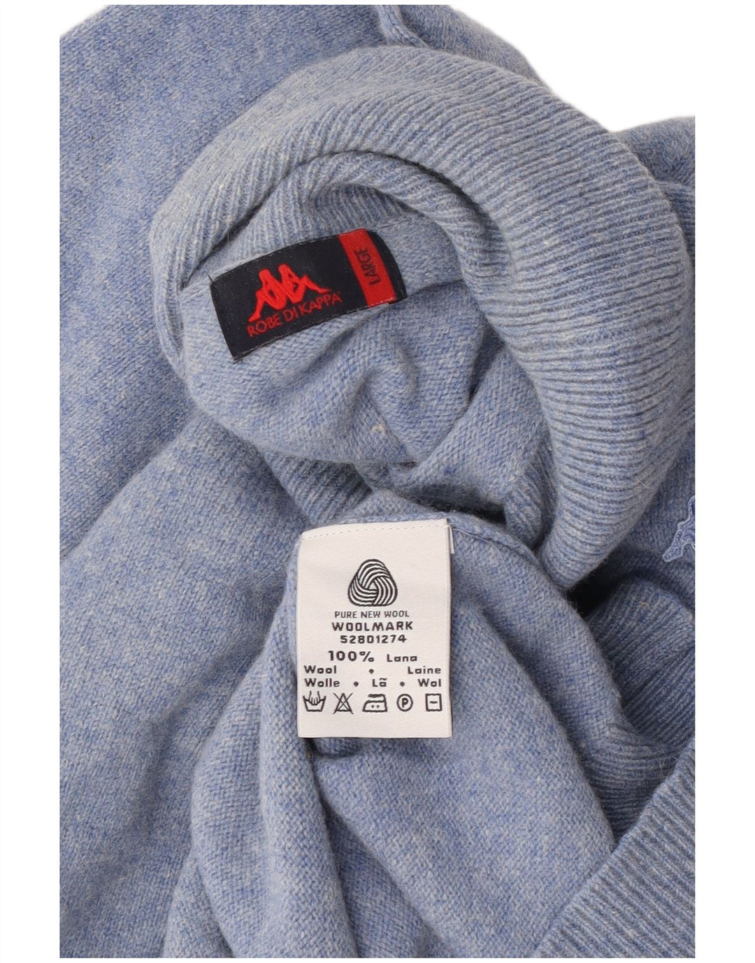 Kappa Mens Roll Neck Jumper Sweater Large Blue Flecked Wool