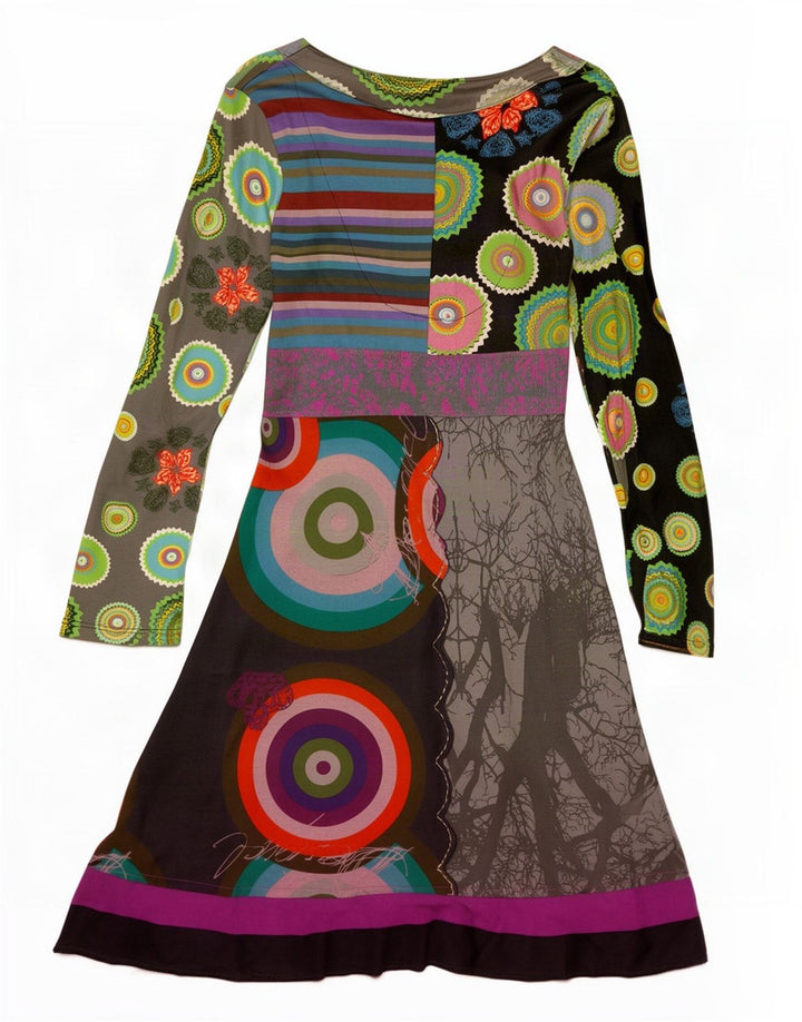 Desigual Womens Abstract Pattern A-Line Dress UK 12 Medium Multicoloured