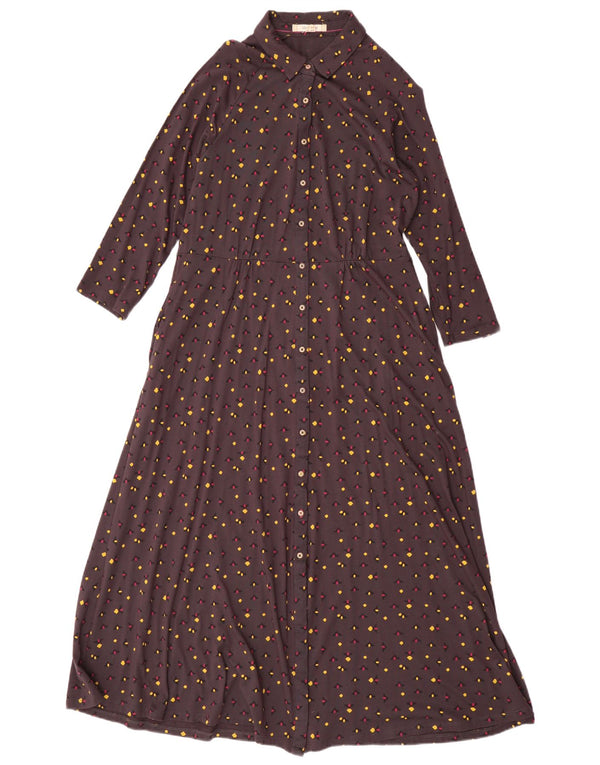 White Stuff Womens 3/4 Sleeve Maxi Shirt Dress UK 10 Small Grey Spotted