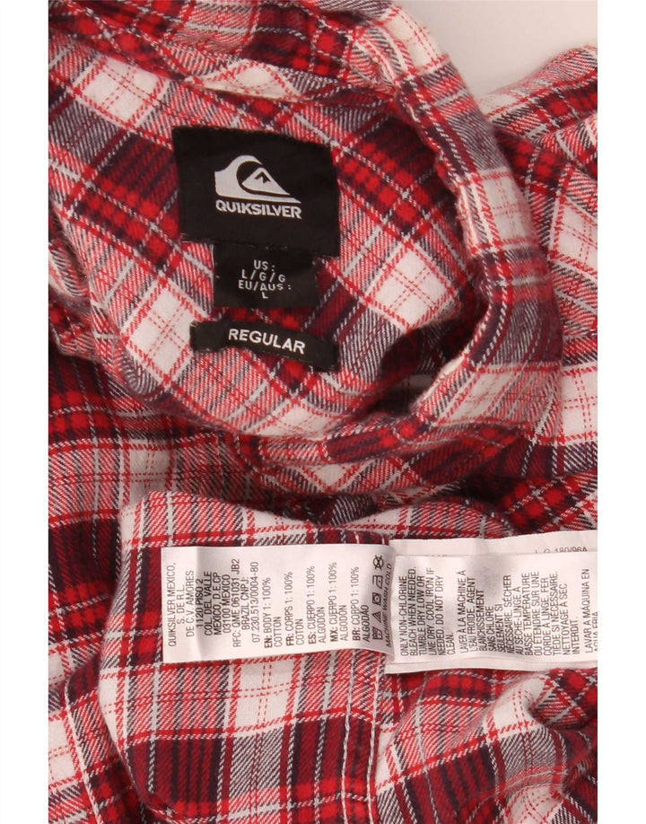 Quiksilver Mens Regular Fit Flannel Shirt Large Red Check Cotton