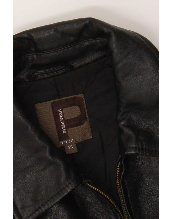 Conbipel Womens Leather Jacket IT 46 Large Black Leather