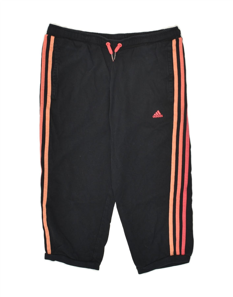 ADIDAS Girls Capri Tracksuit Trousers Joggers 14-15 Years Black Cotton | Vintage Adidas | Thrift | Second-Hand Adidas | Used Clothing | Messina Hembry 