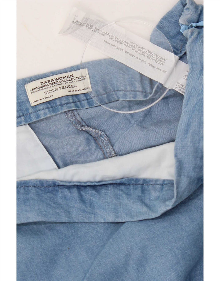Zara Womens High Waist Hot Pants Medium W28 Blue Lyocell