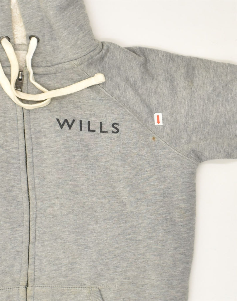 JACK WILLS Womens Sherpa Graphic Zip Hoodie Sweater UK 8 Small  Grey | Vintage Jack Wills | Thrift | Second-Hand Jack Wills | Used Clothing | Messina Hembry 