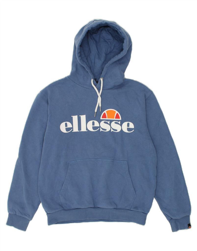 ELLESSE Womens Graphic Hoodie Jumper UK 10 Small  Blue Cotton | Vintage Ellesse | Thrift | Second-Hand Ellesse | Used Clothing | Messina Hembry 