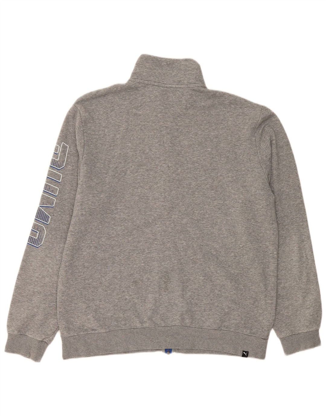 Puma Mens Graphic Tracksuit Top Jacket Large Grey Flecked Cotton