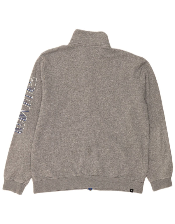Puma Mens Graphic Tracksuit Top Jacket Large Grey Flecked Cotton
