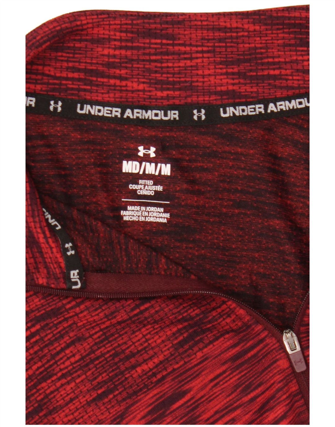 Under Armour Mens Zip Neck Pullover Tracksuit Top Medium Red Flecked