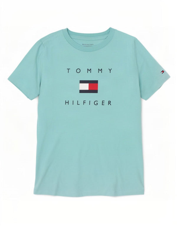 Tommy Hilfiger Boys Graphic T-Shirt Top 8-9 Years Medium Blue Cotton