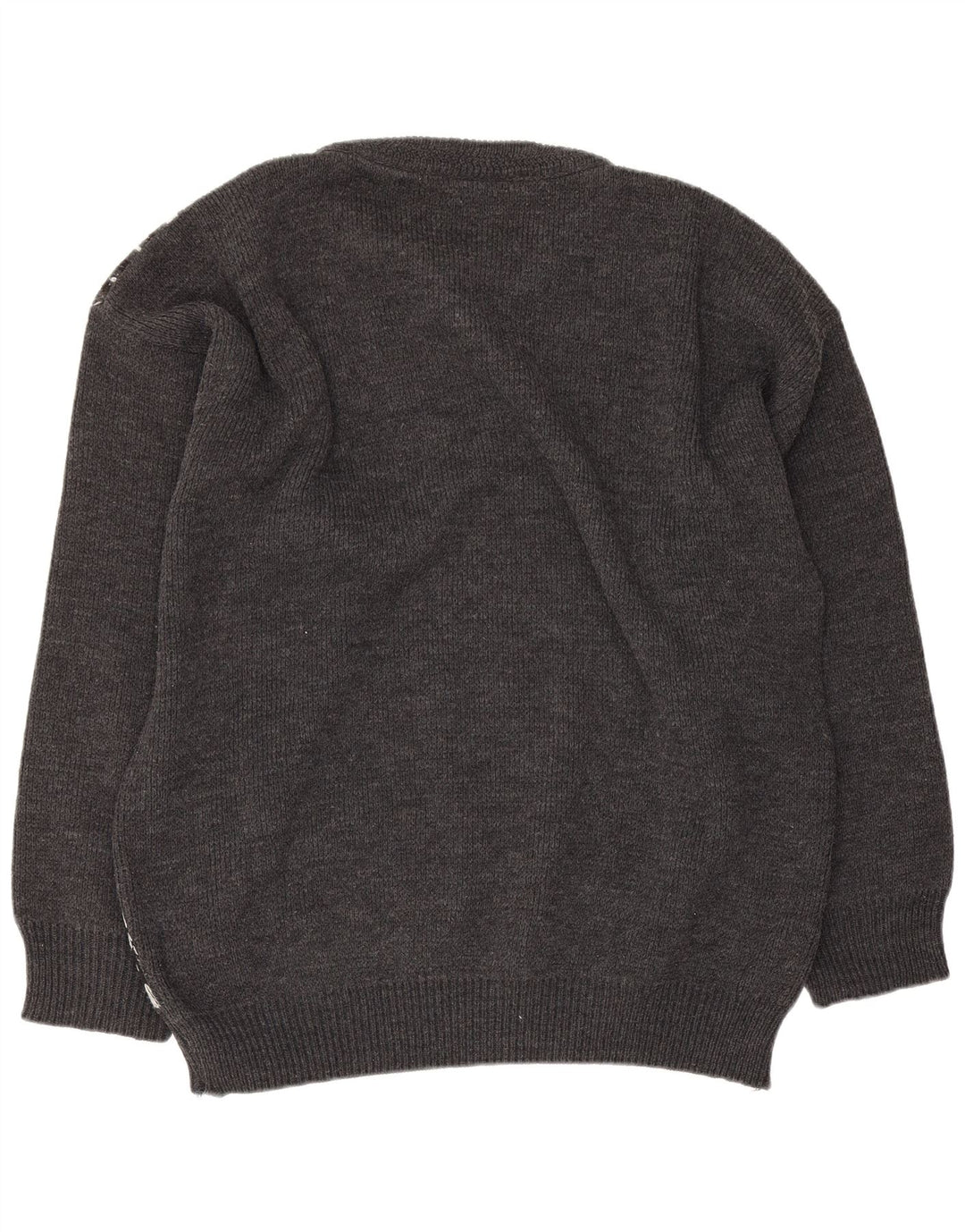 Vintage Mens Graphic Boat Neck Jumper Sweater Large Grey