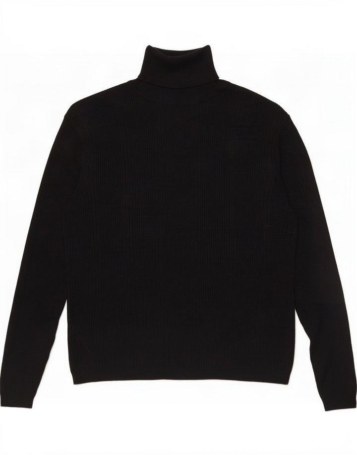Marks & Spencer Womens Roll Neck Jumper Sweater UK 12 Medium Black Viscose