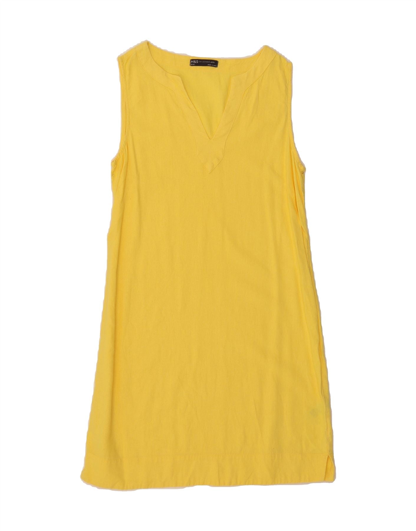MARKS SPENCER Womens Sleeveless A-Line Dress UK 10 Small Yellow